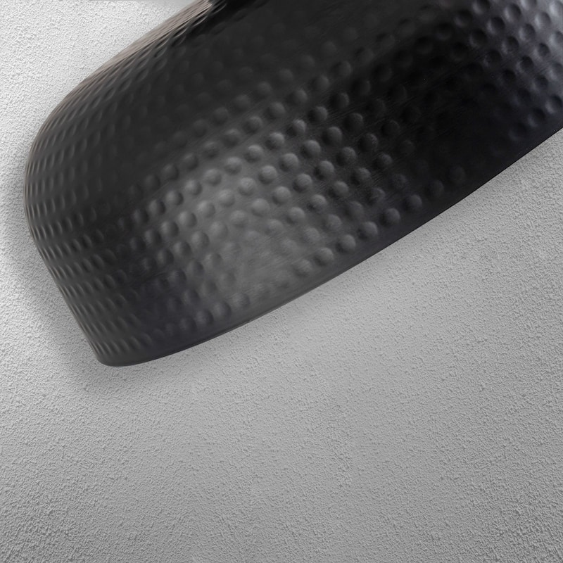 1-Light Black Industrial Hammered Shade Flush Mount Ceiling Light