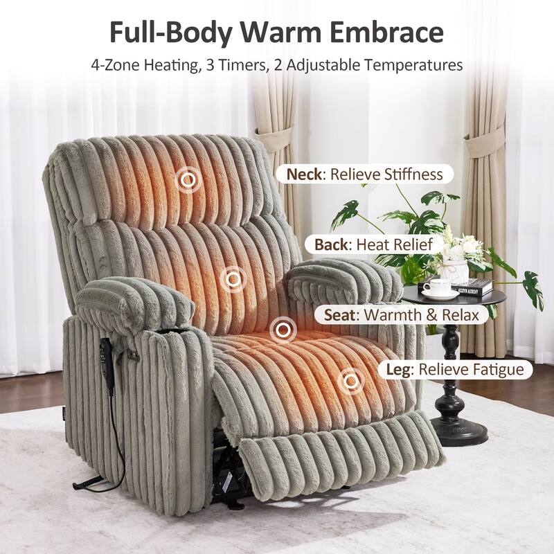 MCombo 180° Lay Flat Power Lift Recliner Chair for Elderly, Dual Motor Lift Chair with Full-Body Heating for Sleeping