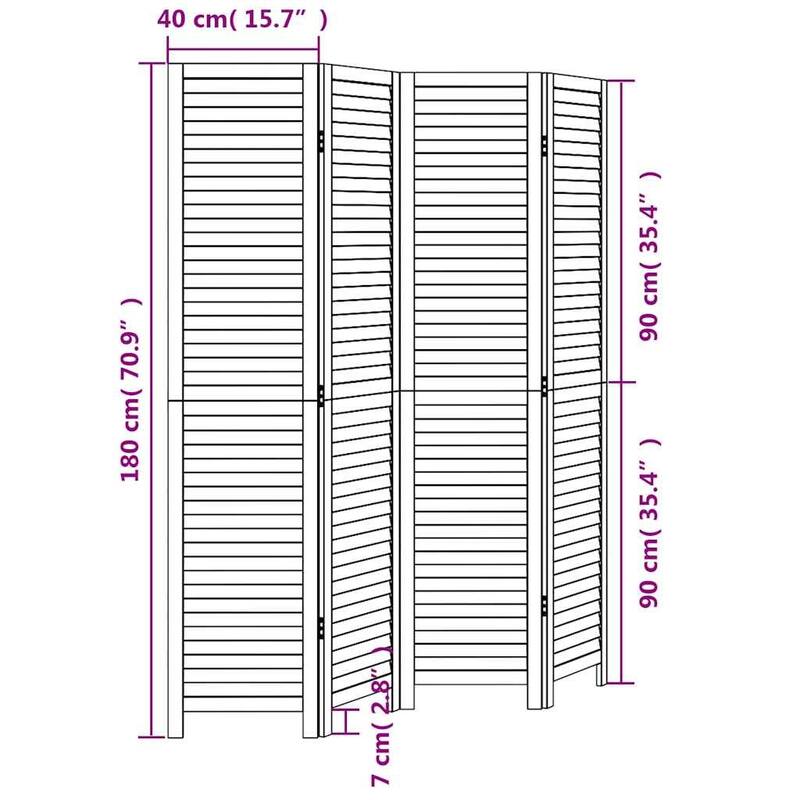 vidaXL Room Divider Privacy Screen Living Room White Solid Wood Paulownia