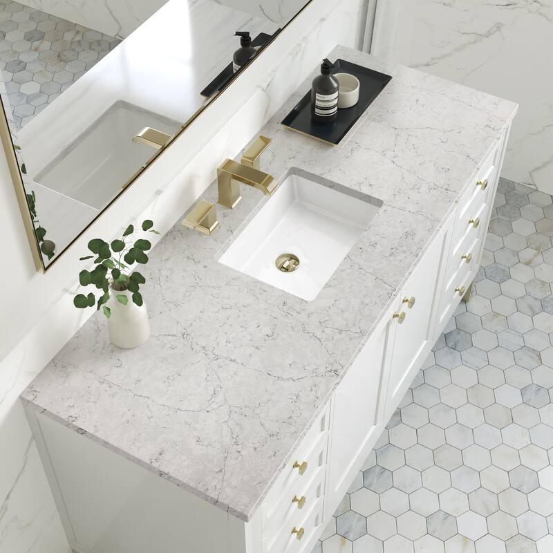Chicago 60" Single Vanity, Glossy White, w/ FreePower Wireless Charger