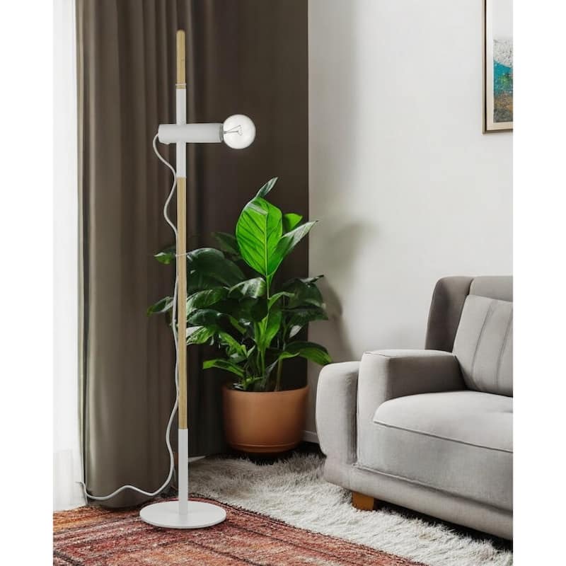 55 Inch Brown and White Reading Floor Lamp with Adjustable Head - 10” x 10” x 55.25”