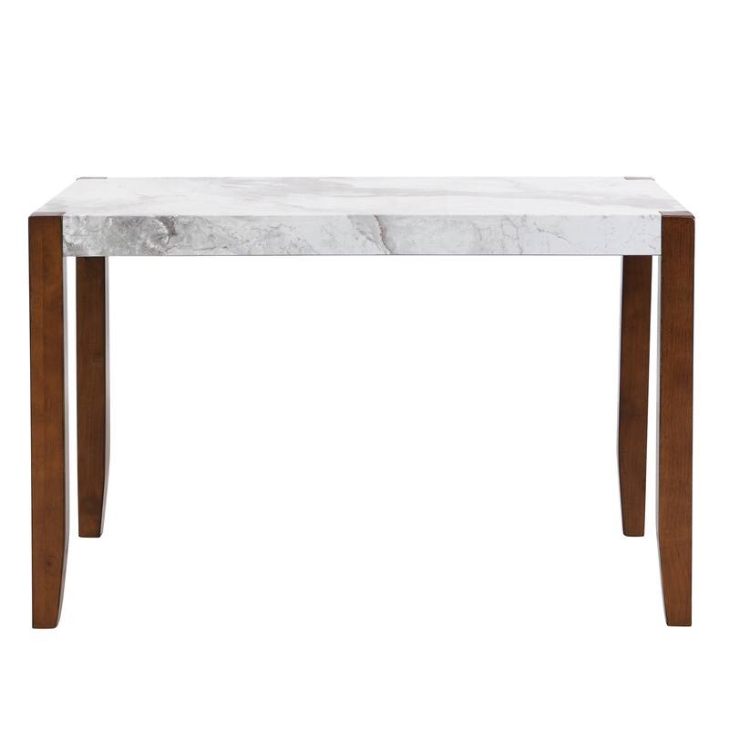 46.5" Modern Dining Table, Rectangular Faux Marble Style Table with Sturdy Wood Legs, Easy to Clean Rectangular Kitchen Table