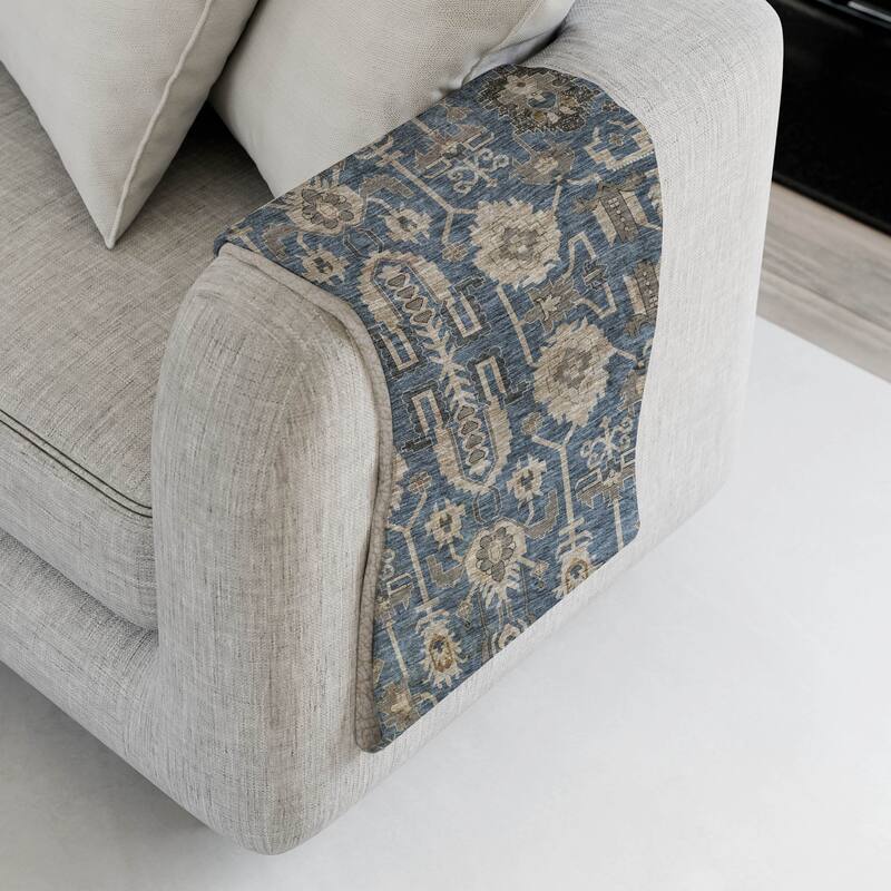 Premium Machine Washable Boho Global Sherpa Throw Blanket - Navy - 4'2" x 5'10"