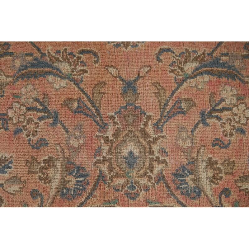 Hand Knotted Oriental 100% Wool Carpet Traditional Floral Pink Mashad Area Rug - 11' 8'' X 8' 4''