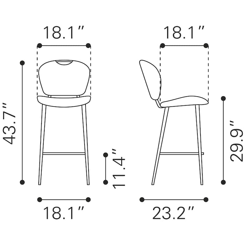 Terrence Bar Chair - Product 1 (in) : 18.1" W x 23.2" D x 43.7" H