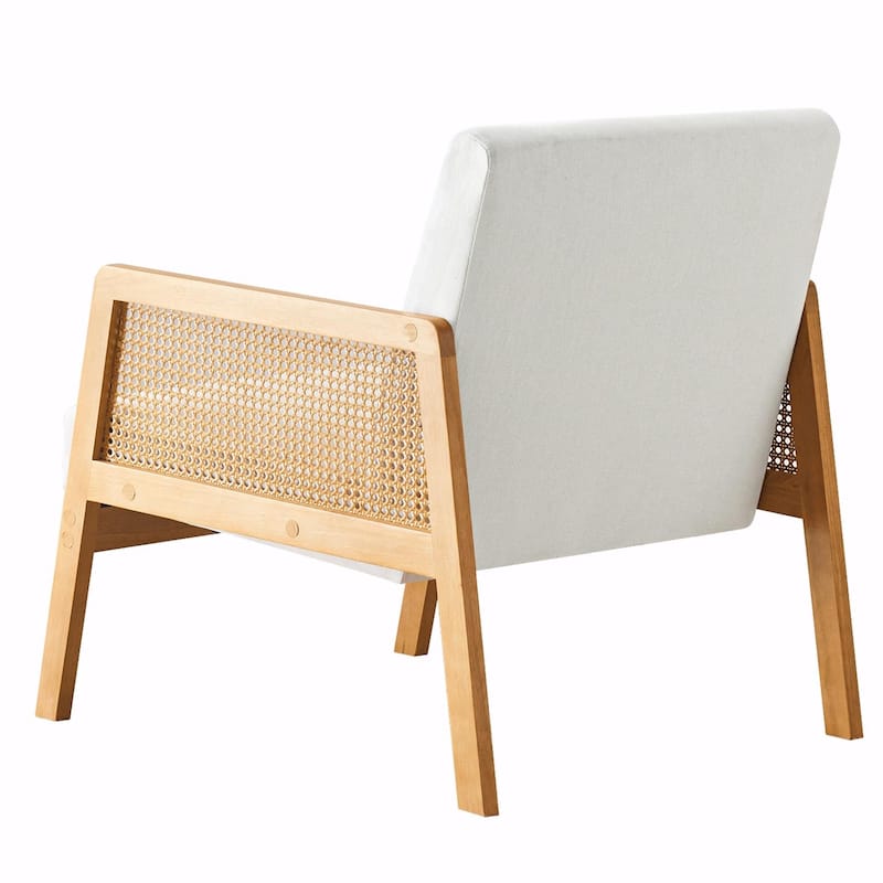 Mid-Century Lounge Chair - Solid Wood Frame - Linen/Shepa Optional