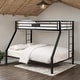 preview thumbnail 1 of 9, Black Twin XL/Queen Bunk Bed w/ Slat System & Ladder Black
