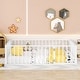 preview thumbnail 2 of 8, Montessori Floor Bed Queen Ground Bed w/ Fence-Shaped Guardrail, White