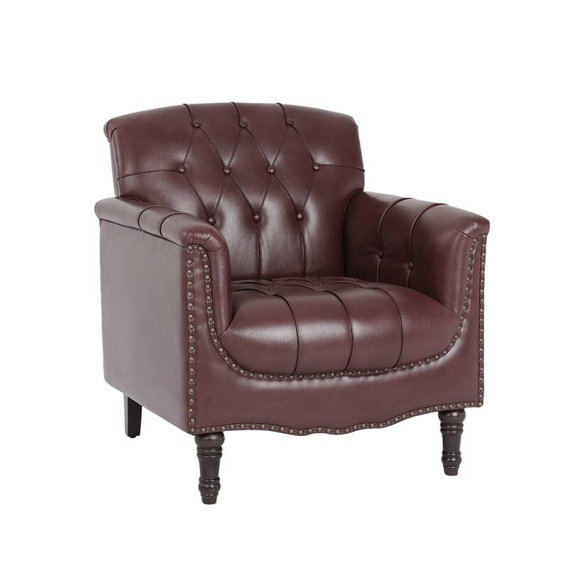 31" W Tufted Vegan Leather Accent Chairs for Living Room Set of 2