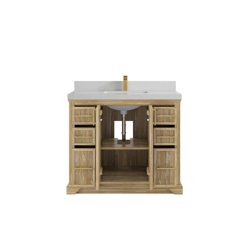Willow Collections 42 x 22 Alys Solid Teak Wood Single Sink Bathroom Vanity with Quartz or Marble Countertop