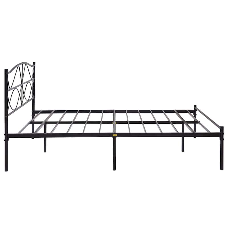 VECELO Metal Platform Bed Frame with Curved Headboard and Under-Bed Storage-No Box Spring Needed, Twin/Full/Queen Size