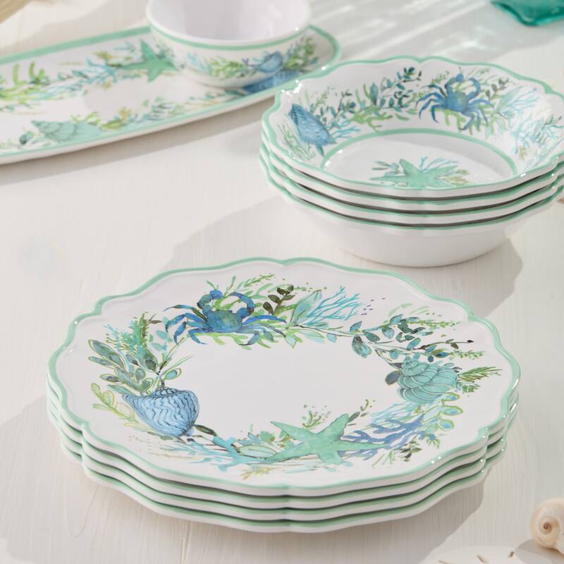 Certified International Sea Glass Melamine 11" Dinner Plates, Set of 4 - 11.00"L x 11.00"W x 0.50"H