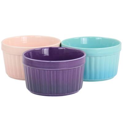 Crockpot Thornburg 3 Pc 12oz Stoneware Ramekin Set in Assorted Colors