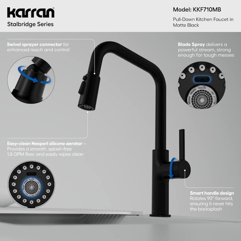 Karran Stalbridge Single Handle Pull-Down Sprayer Kitchen Faucet