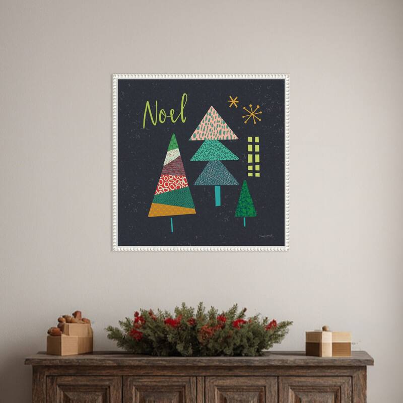 Winter Wonder I by Cheryl Warrick (22 x 22 in.), Framed Canvas Wall Art Print - Sylvie Beaded White