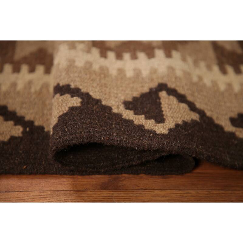 Reversible Kilim Area Rug Hand-woven Wool Carpet - 3'3" x 4'10"