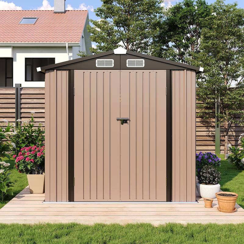 Outdoor Metal Storage Shed With Subfloor Channels ,Lockable Door, Vents for Patio