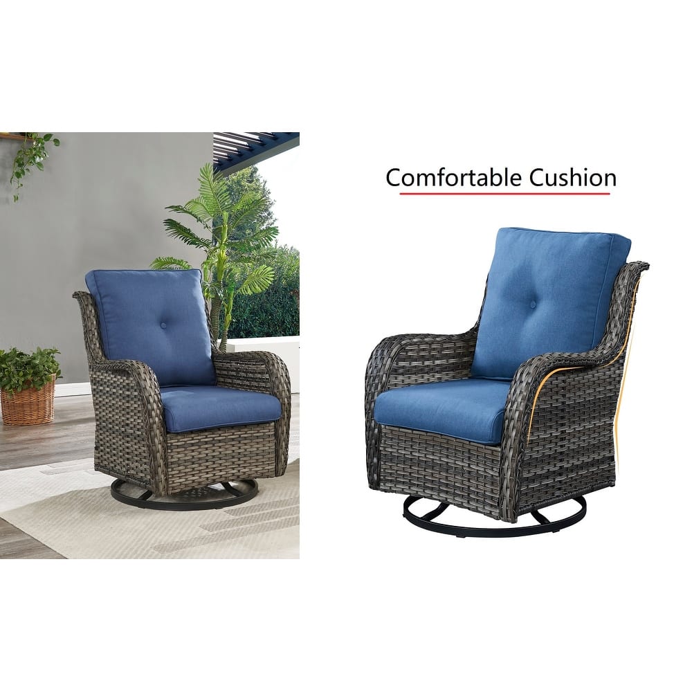 Gymojoy Patio Rattan Wicker 360 Degree Swivel Chair 2-Piece