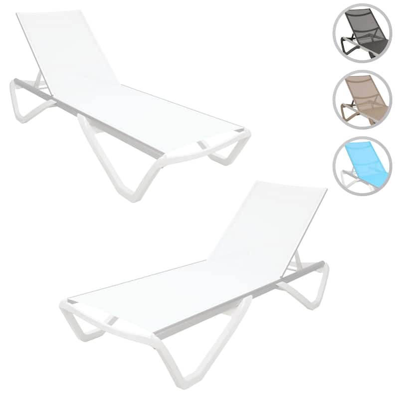 Furnish Theory Seabreeze Deck Patio Sunloungers Lounge Chairs Outdoor Chaise Lounges (Various Frame & Mesh Colors; Set of 2)