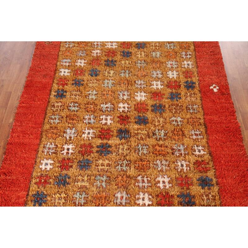 Geometric Moroccan Shaggy Oriental Rug Handmade Wool Carpet - 5'11" x 8'8"