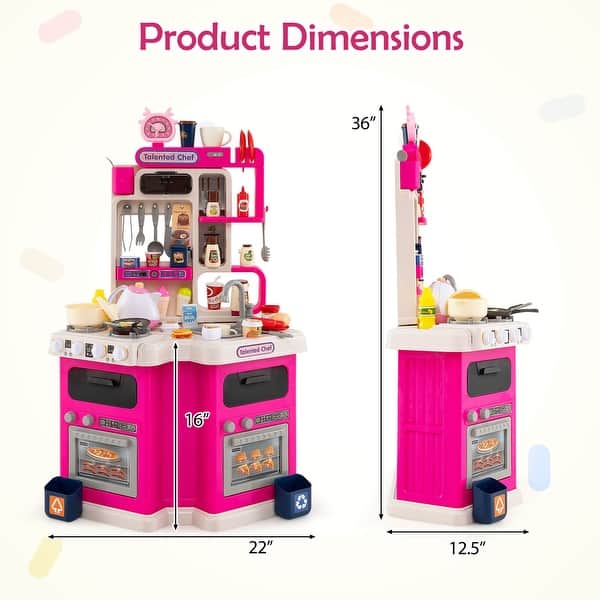 Costway Kids Kitchen Playset with Sounds Lights Steam Play Sink 113 - See Details