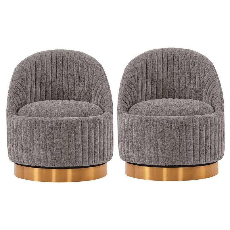 Manhattan Comfort Modern Leela Swivel Boucle Accent Chair Set of 2