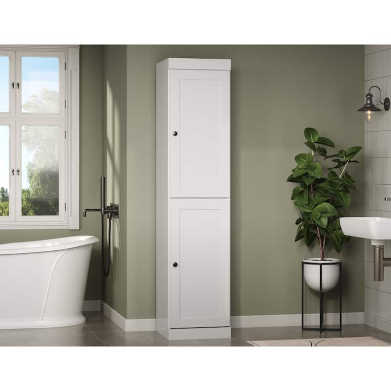 Palace Imports 100% Solid Wood 16.5" Bathroom Storage Cabinet with Shaker Doors and Adjustable Shelves - White