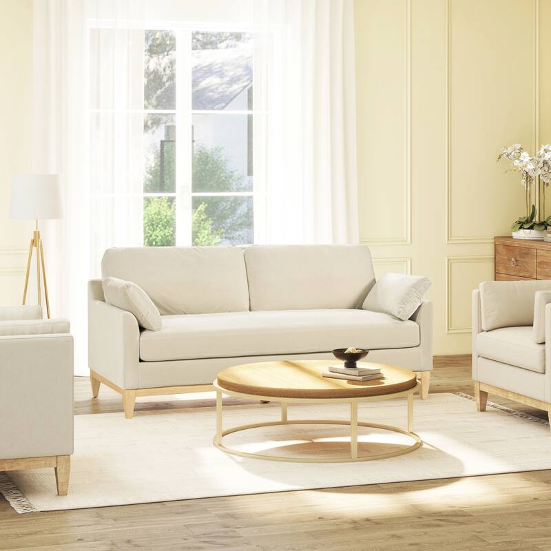 Pasadena 75.5" Velvet Modern Farmhouse Loose Pillow-Back Sofa