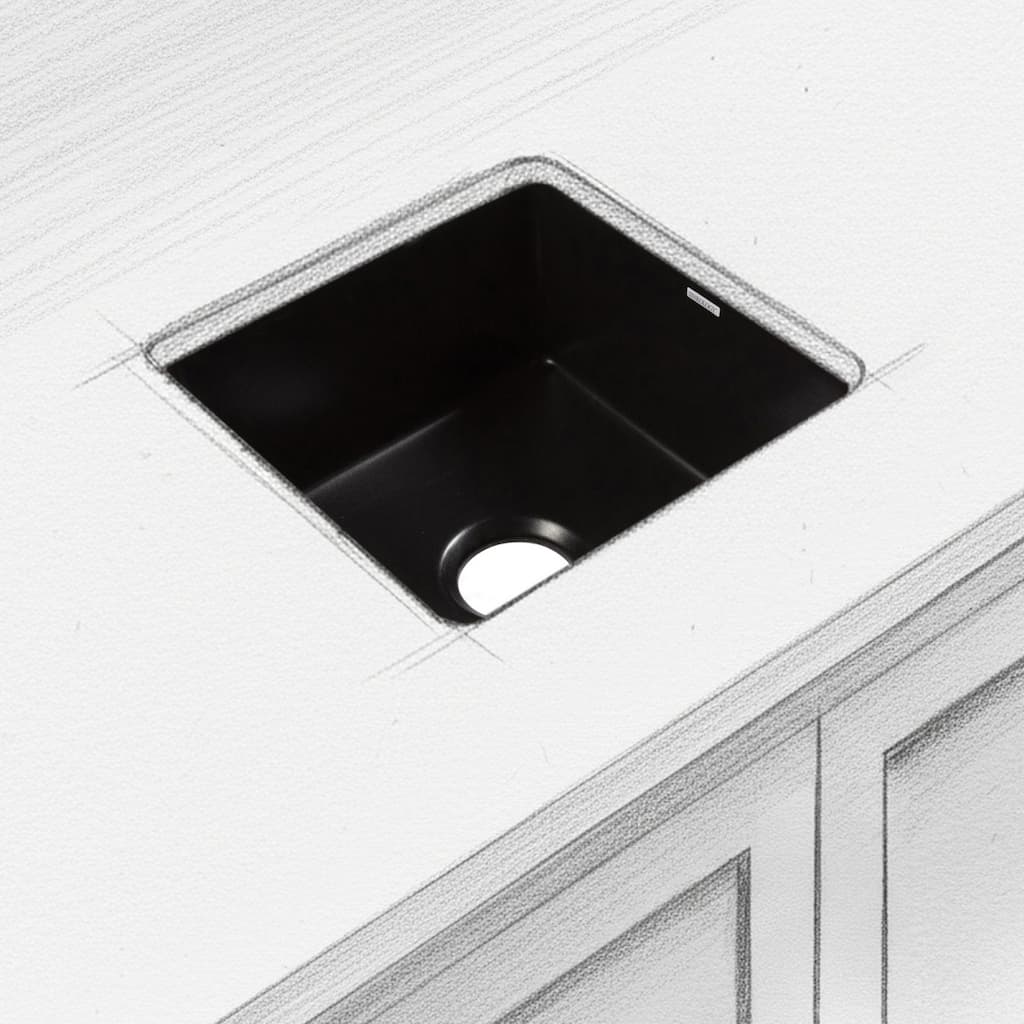 Eden Matte Black Fireclay 18" Single Bowl Undermount Kitchen Sink and Drain