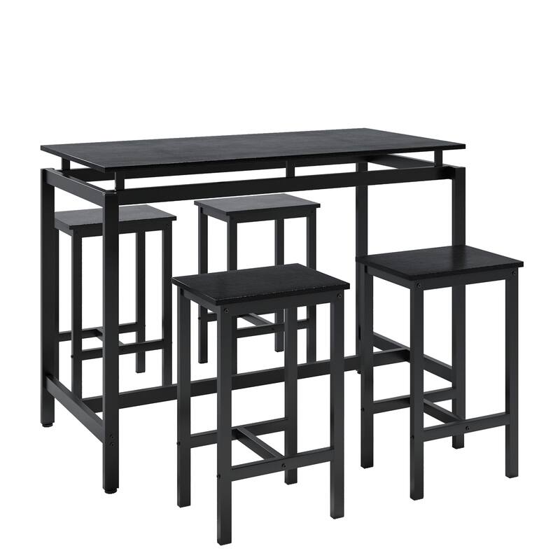 5 Pieces Dining Table Set for 4, Bar Table Set with 4 Bar Stools Counter Height Bar Table and Chairs Set