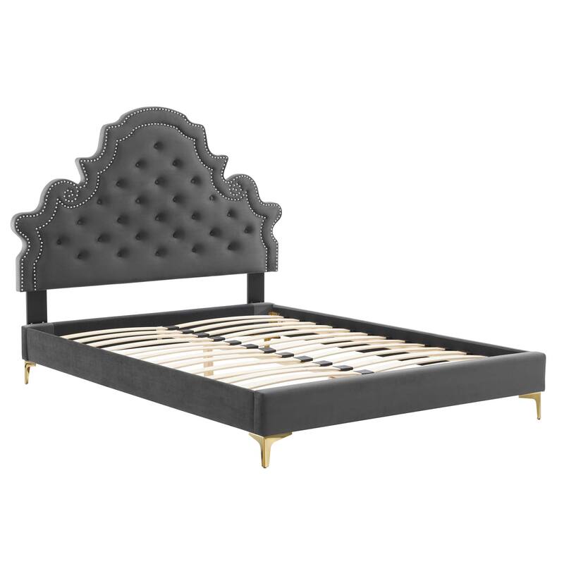Gwyneth Tufted Performance Velvet Full Platform Bed