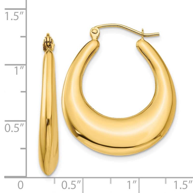 Curata 14k Yellow Gold Polished 30x4.5mm Hollow Puffed Hoop Earrings
