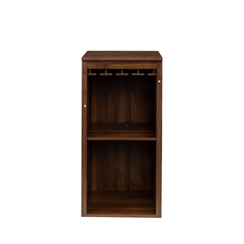 17.85" Modular Wooden Wine Bar Storage Cabinet with Shelves & Hutch