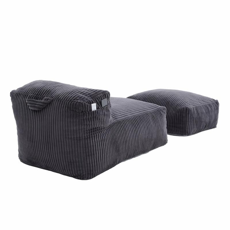 Large Memory Foam Bean Bag Chair for Adults, Corduroy Lounger Sofa with Ottoman