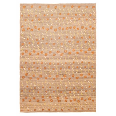 ECARPETGALLERY Flat-Weave Ankara FW Tan Viscose, Wool Kilim - 8'0 x 11'6