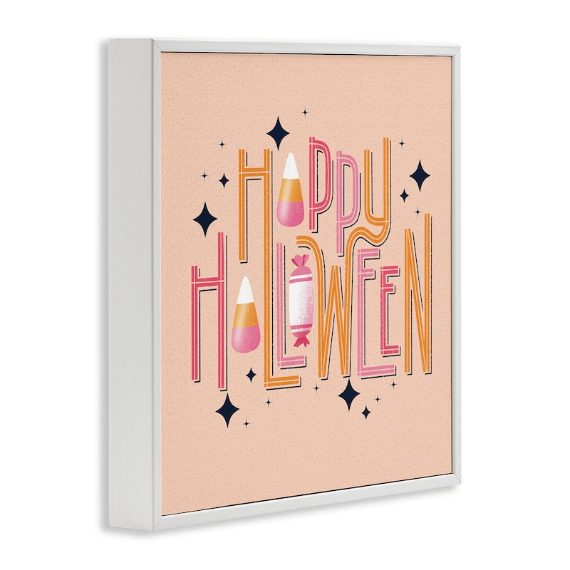 Stupell Happy Halloween with Candy Framed Giclee Art Design By Sarah Hickman