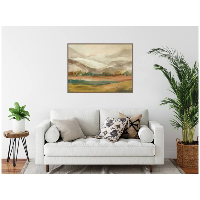 Kate and Laurel Sylvie Mountainscape Horizontal Framed Canvas by Annie Quigley