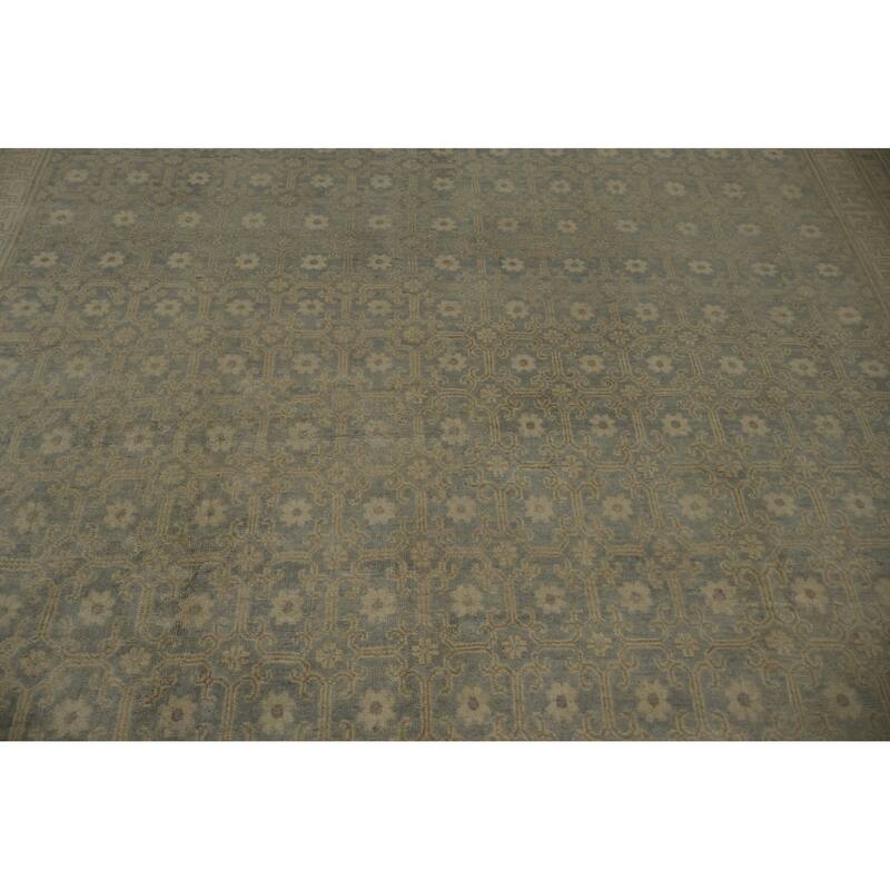 Hand Knotted Oriental 100% Wool Carpet Transitional All-Over Greys & Charcoal Khotan Area Rug - 10' 1'' X 8' 2''