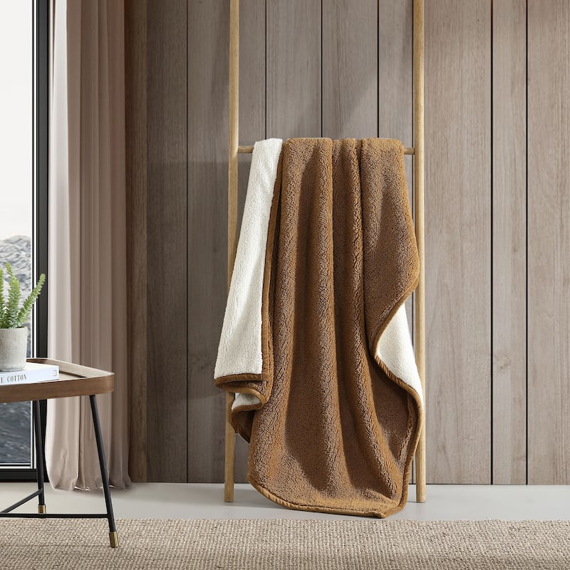 Eddie Bauer Printed Faux Shearling- Reversible Throw Blankets