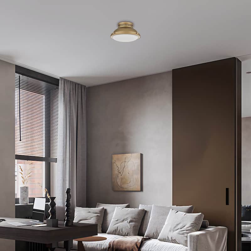 Halo 2-Light 14" Polished Brass Flush Mount Ceiling Light