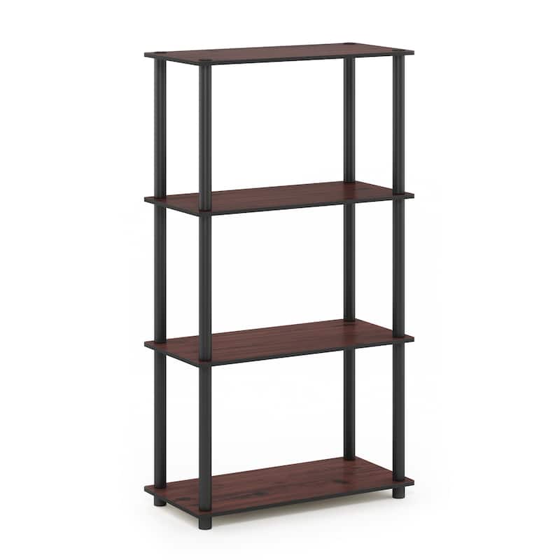 4 Tiers Wood Household Shelving Unit in Dark Cherry/Black (23.6 in. W x 43.25 in. H x 11.6 in. D) - 23.6