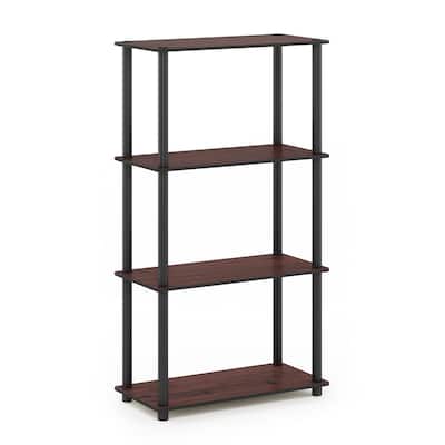 4 Tiers Wood Household Shelving Unit in Dark Cherry/Black (23.6 in. W x 43.25 in. H x 11.6 in. D) - 23.6