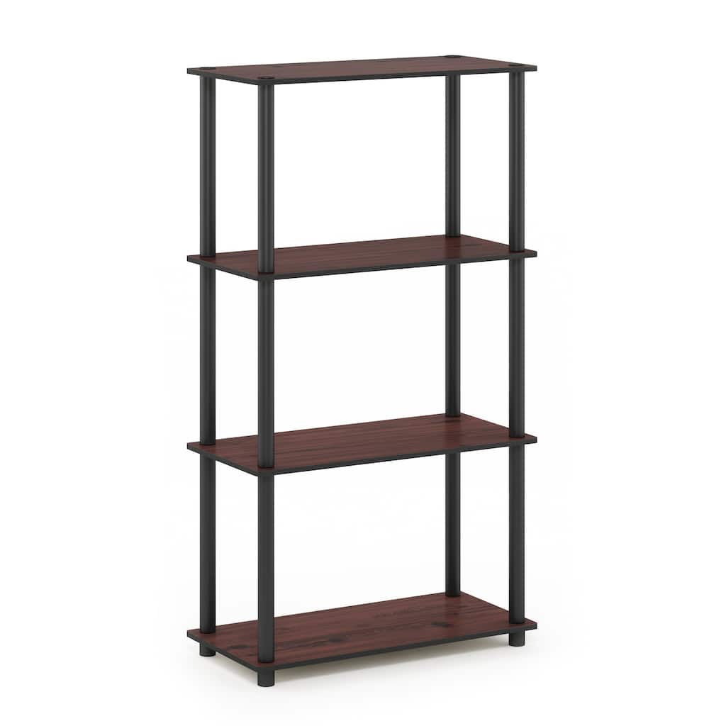 4 Tiers Wood Household Shelving Unit in Dark Cherry/Black (23.6 in. W x 43.25 in. H x 11.6 in. D) - 23.6