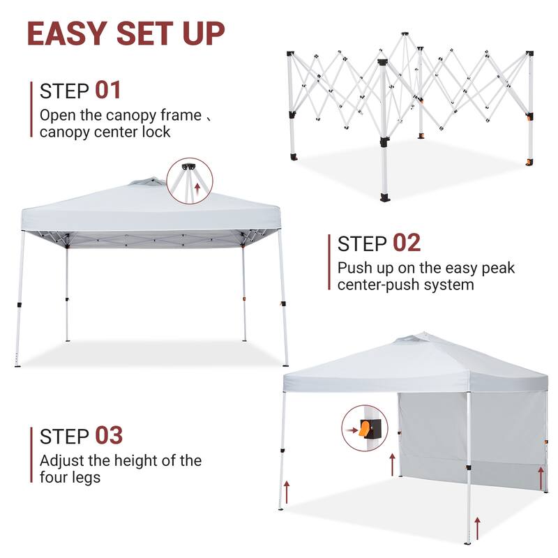 Pop-Up Canopy - White - with side wall