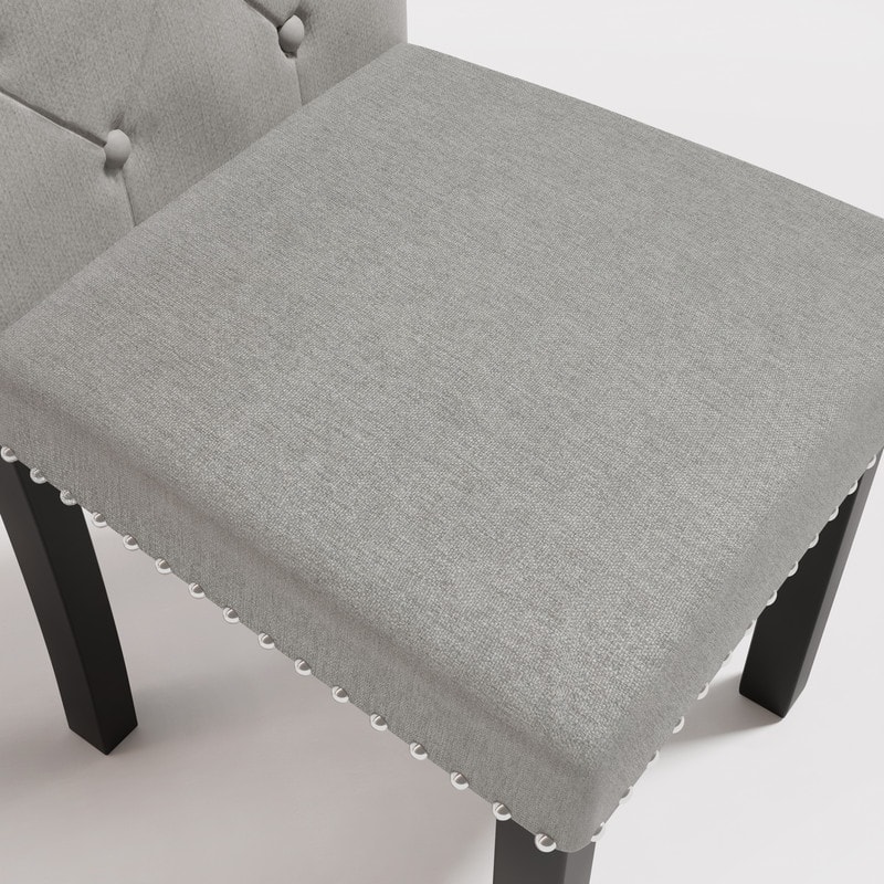 High-Back Tufted Nailhead Upholstered Dining Chairs (Set of 4)