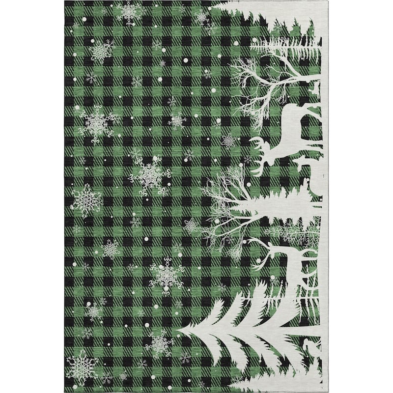 Premium Washable Super Soft Winter Reindeer Tree Mayfield Rug
