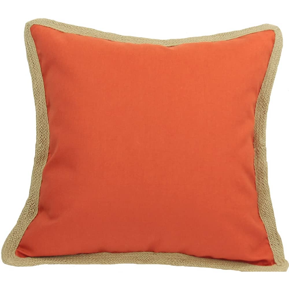 20"x20" Beige and Orange Linen Blend Zippered Pillow