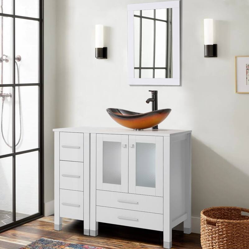 36" Bathroom Vanity with Sink Set Side Cabinet