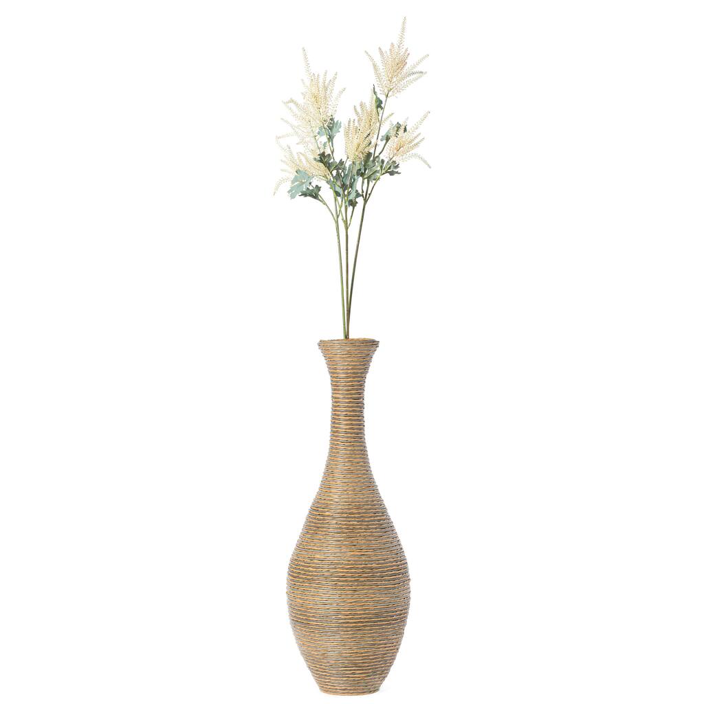 38-inch Tall Artificial Rattan Floor Vase in Elegant Beige - Statement Piece for Living Room Decor, Entryway, or Hallway