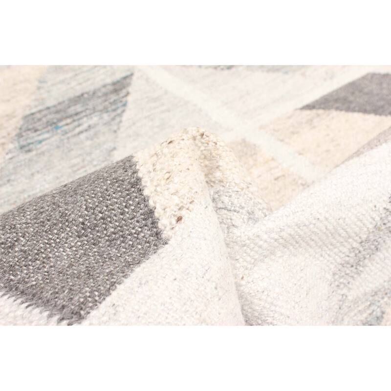 ECARPETGALLERY Flat-Weave Ankara FW Light Grey Wool Kilim - 5'2 x 7'8